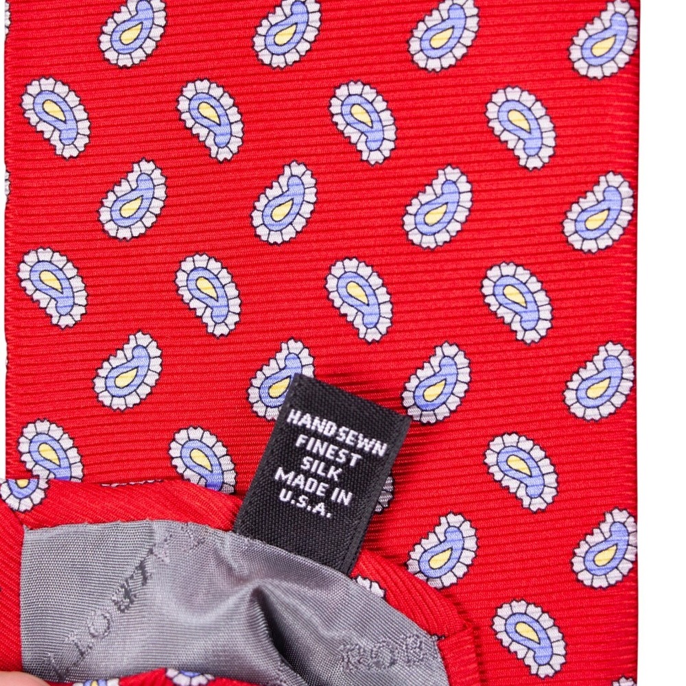 Robert Talbott Mens Red‎ Paisley Neck Tie 100% Silk USA EUC - Picture 5 of 8